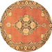 Round Persian Brown Traditional Rug, tr4715brn