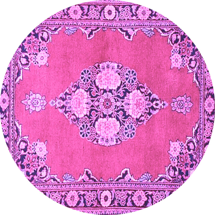 Round Machine Washable Persian Purple Traditional Area Rugs, wshtr4715pur