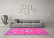 Machine Washable Persian Pink Traditional Rug in a Living Room, wshtr4715pnk