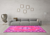 Machine Washable Persian Pink Traditional Rug, wshtr4715pnk