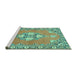 Sideview of Machine Washable Persian Turquoise Traditional Area Rugs, wshtr4715turq