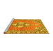 Sideview of Machine Washable Persian Yellow Traditional Rug, wshtr4715yw