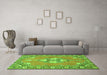 Machine Washable Persian Green Traditional Area Rugs in a Living Room,, wshtr4715grn