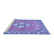 Sideview of Machine Washable Persian Blue Traditional Rug, wshtr4715blu