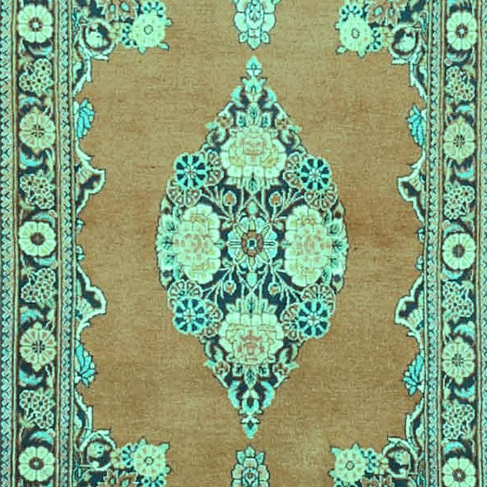 Machine Washable Persian Turquoise Traditional Area Rugs, wshtr4715turq