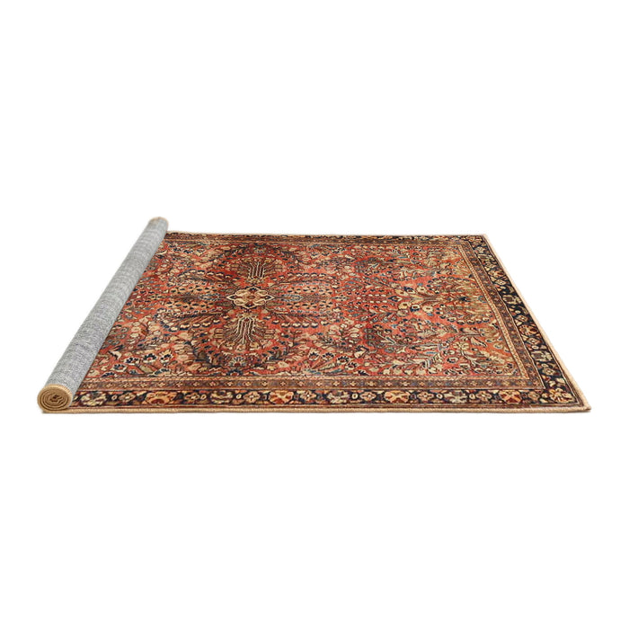 Sideview of Machine Washable Traditional Mahogany Brown Rug, wshtr4716