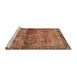 Sideview of Machine Washable Traditional Mahogany Brown Rug, wshtr4716