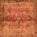 Round Machine Washable Persian Orange Traditional Area Rugs, wshtr4716org