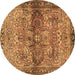 Round Machine Washable Persian Brown Traditional Rug, wshtr4716brn