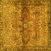 Square Machine Washable Persian Yellow Traditional Rug, wshtr4716yw