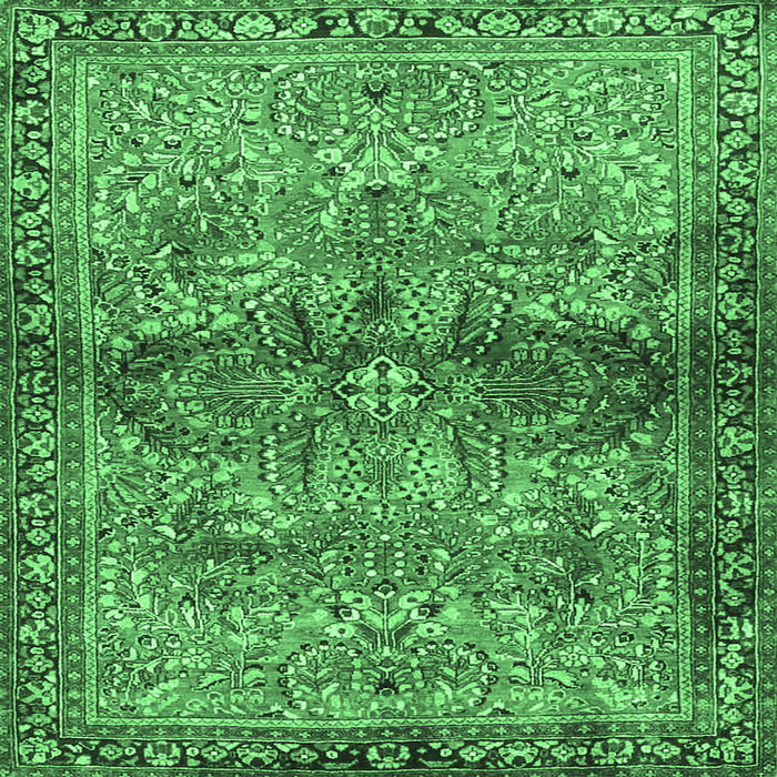 Square Persian Emerald Green Traditional Rug, tr4716emgrn