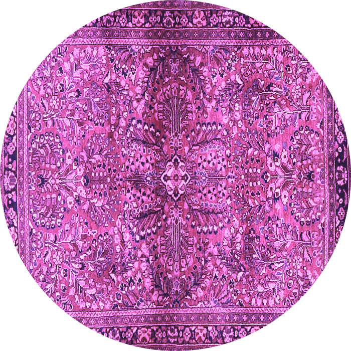 Round Persian Purple Traditional Rug, tr4716pur