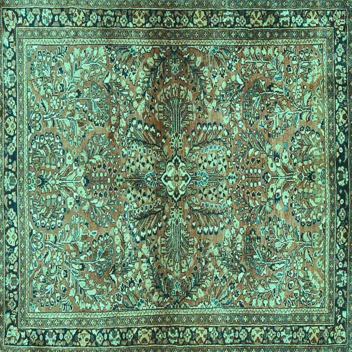 Square Machine Washable Persian Turquoise Traditional Area Rugs, wshtr4716turq