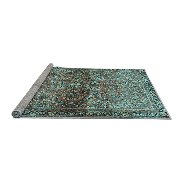 Sideview of Machine Washable Persian Light Blue Traditional Rug, wshtr4716lblu