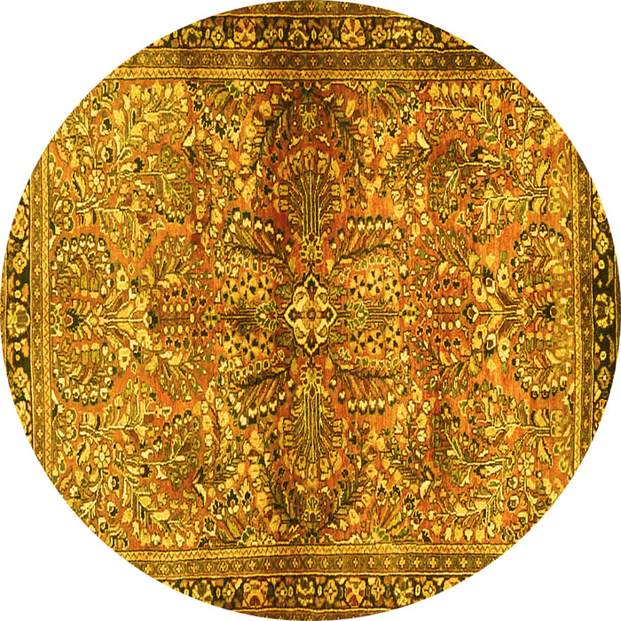 Round Persian Yellow Traditional Rug, tr4716yw