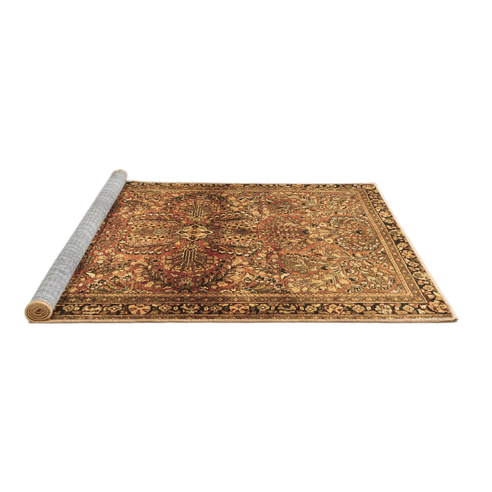 Sideview of Machine Washable Persian Brown Traditional Rug, wshtr4716brn