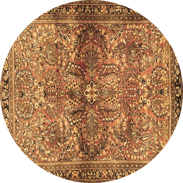 Round Persian Brown Traditional Rug, tr4716brn