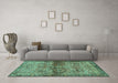 Machine Washable Persian Turquoise Traditional Area Rugs in a Living Room,, wshtr4716turq