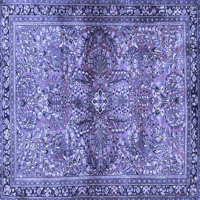 Square Machine Washable Persian Blue Traditional Rug, wshtr4716blu