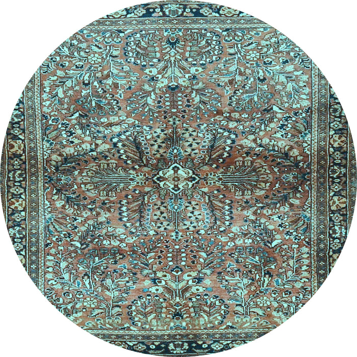 Round Persian Light Blue Traditional Rug, tr4716lblu