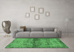 Machine Washable Persian Emerald Green Traditional Area Rugs in a Living Room,, wshtr4716emgrn