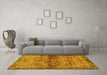 Machine Washable Persian Yellow Traditional Rug in a Living Room, wshtr4716yw