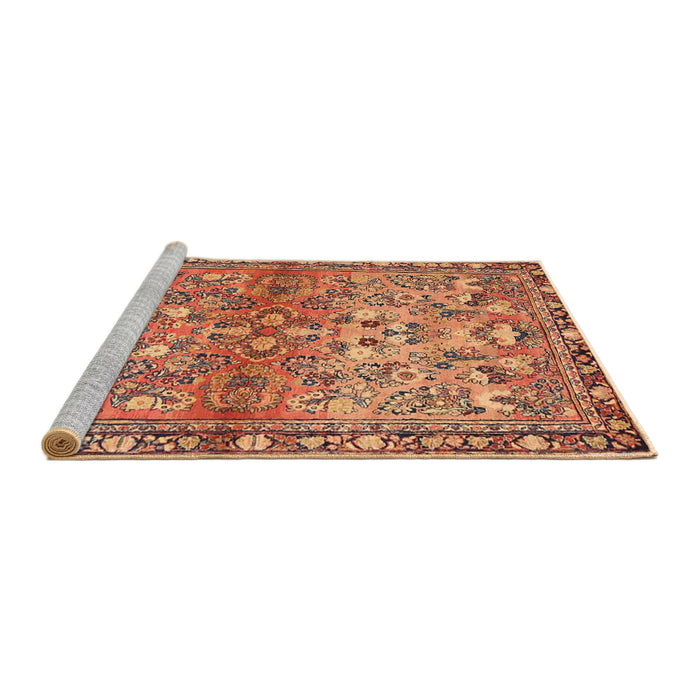 Sideview of Machine Washable Traditional Mahogany Brown Rug, wshtr4717