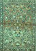 Machine Washable Persian Turquoise Traditional Area Rugs, wshtr4717turq