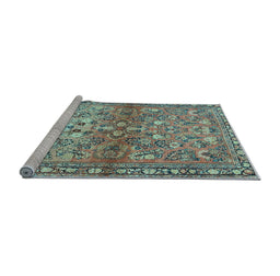 Sideview of Machine Washable Persian Light Blue Traditional Rug, wshtr4717lblu