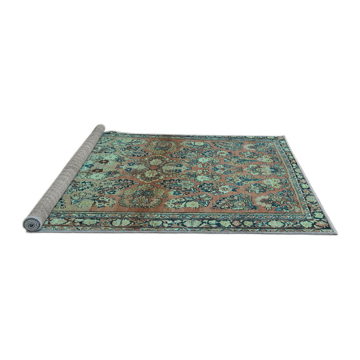 Sideview of Machine Washable Persian Light Blue Traditional Rug, wshtr4717lblu
