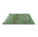 Sideview of Machine Washable Persian Turquoise Traditional Area Rugs, wshtr4717turq