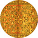 Round Machine Washable Persian Yellow Traditional Rug, wshtr4717yw