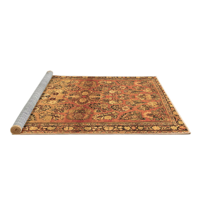 Sideview of Machine Washable Persian Brown Traditional Rug, wshtr4717brn