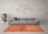 Machine Washable Persian Orange Traditional Rug, wshtr4717org