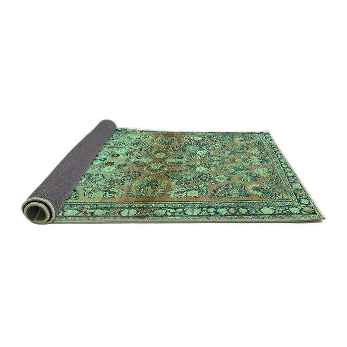 Sideview of Persian Turquoise Traditional Rug, tr4717turq