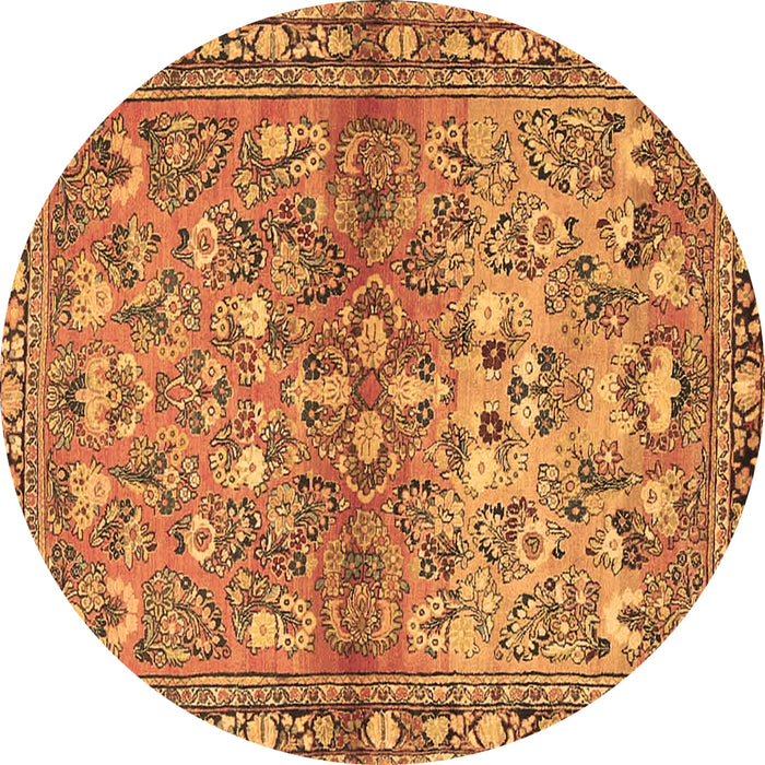 Round Machine Washable Persian Brown Traditional Rug, wshtr4717brn