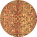 Round Machine Washable Persian Brown Traditional Rug, wshtr4717brn