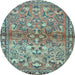 Round Persian Light Blue Traditional Rug, tr4717lblu
