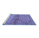 Sideview of Machine Washable Persian Blue Traditional Rug, wshtr4717blu