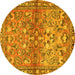 Round Persian Yellow Traditional Rug, tr4717yw