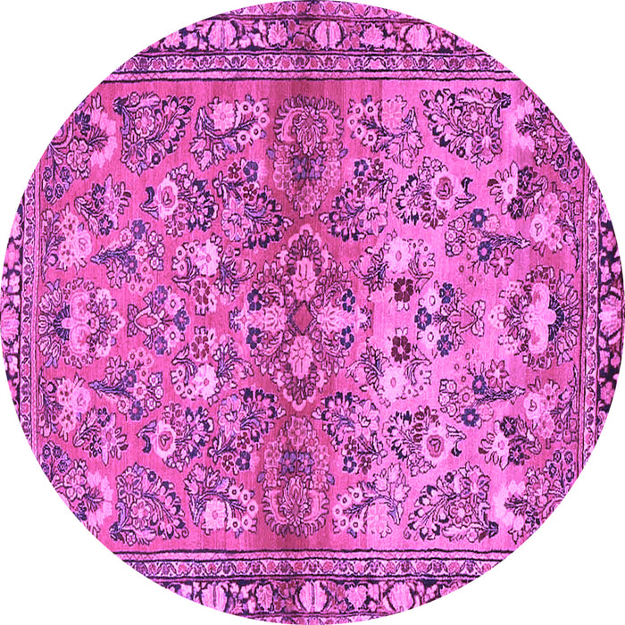 Round Machine Washable Persian Purple Traditional Area Rugs, wshtr4717pur
