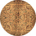 Round Persian Brown Traditional Rug, tr4718brn