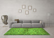 Machine Washable Persian Green Traditional Area Rugs in a Living Room,, wshtr4718grn