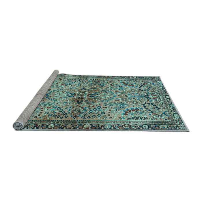 Sideview of Machine Washable Persian Light Blue Traditional Rug, wshtr4718lblu