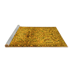 Sideview of Machine Washable Persian Yellow Traditional Rug, wshtr4718yw