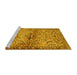 Sideview of Machine Washable Persian Yellow Traditional Rug, wshtr4718yw