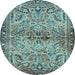 Round Persian Light Blue Traditional Rug, tr4718lblu