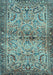 Machine Washable Persian Light Blue Traditional Rug, wshtr4718lblu