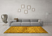 Machine Washable Persian Yellow Traditional Rug in a Living Room, wshtr4718yw