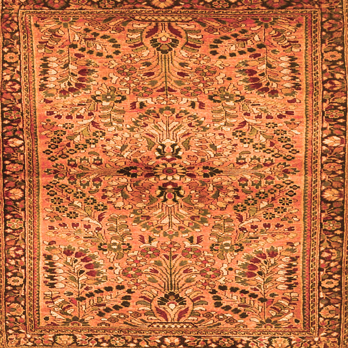 Round Machine Washable Persian Orange Traditional Area Rugs, wshtr4718org